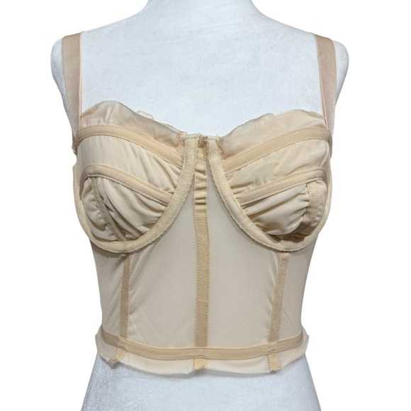 Skylar Madison Corset Bra Top Stretch Beige Mesh Adjustable Straps B Cup SZ S - Picture 1 of 6